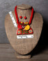 Blue Pottery Guccha Necklace With One Bead Earring (Red)